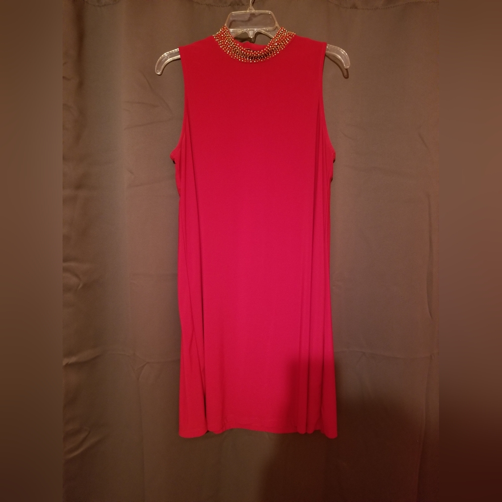 Annalee  + Hope red mock neck mini dress with beading